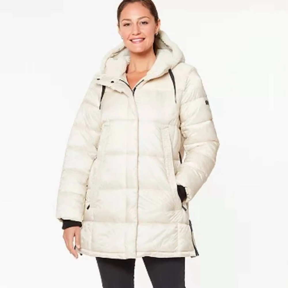 Koolaburra by UGG Women's Hooded Mixed-Media Puffer Jacket Cream